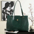 Chanel AS6245 Tote Crocodile Embossed Calfskin Green
