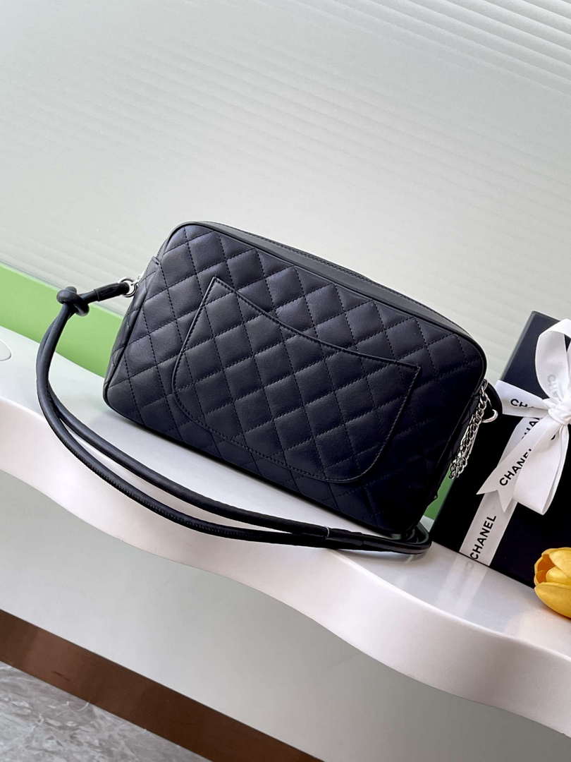 Chanel AS6326 Vintage Camera Case Bag Lambskin Black with Patent CC
