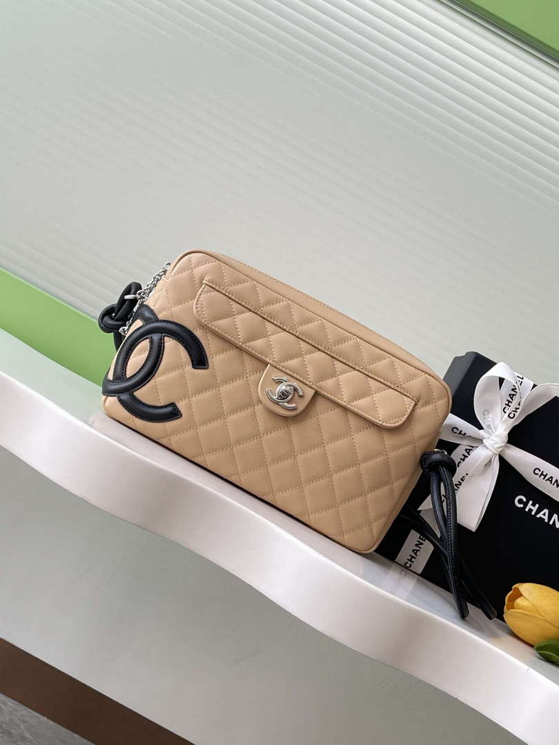 Chanel AS6326 Vintage Camera Case Bag Lambskin Apricot