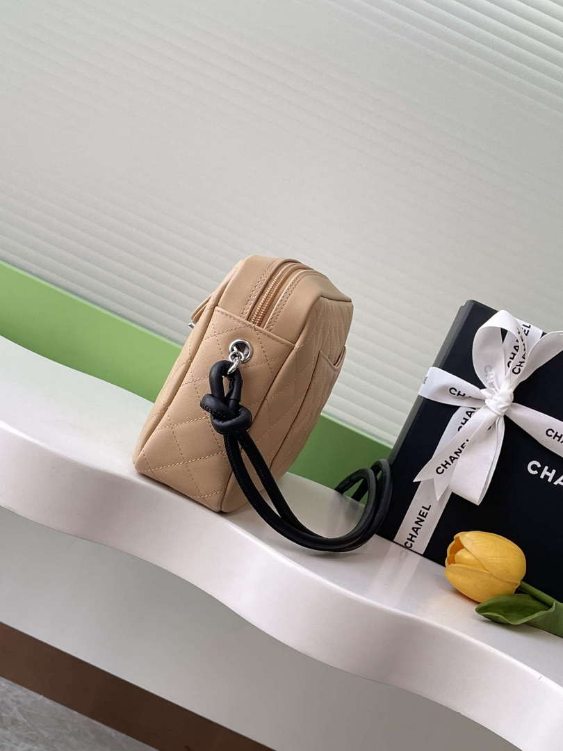 Chanel AS6326 Vintage Camera Case Bag Lambskin Apricot