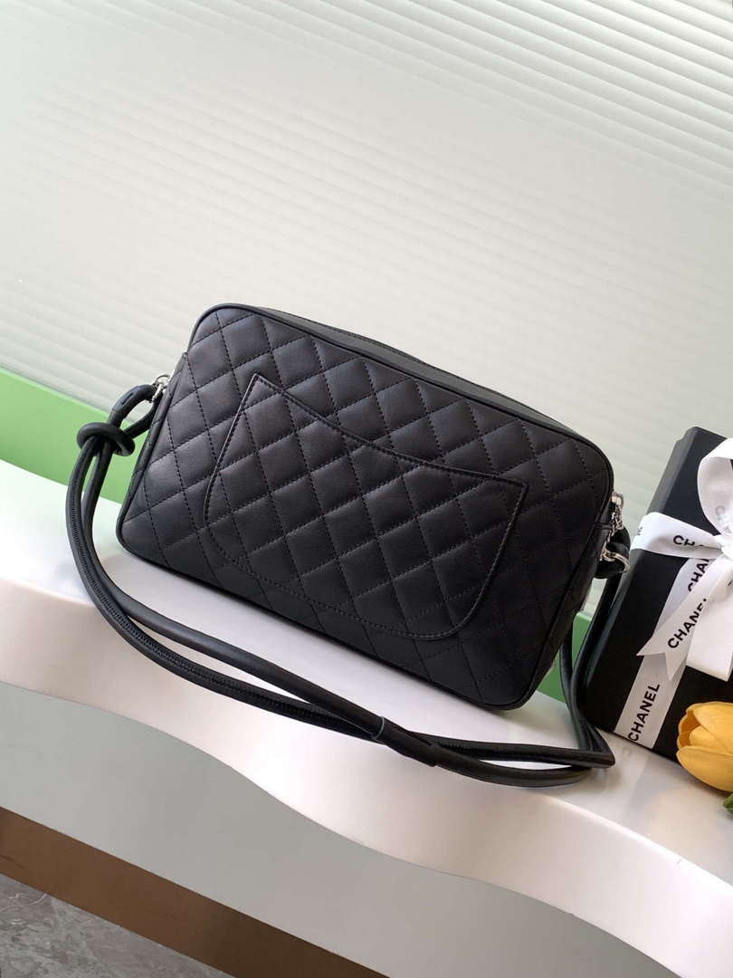 Chanel AS6326 Vintage Camera Case Bag Lambskin Black with White CC
