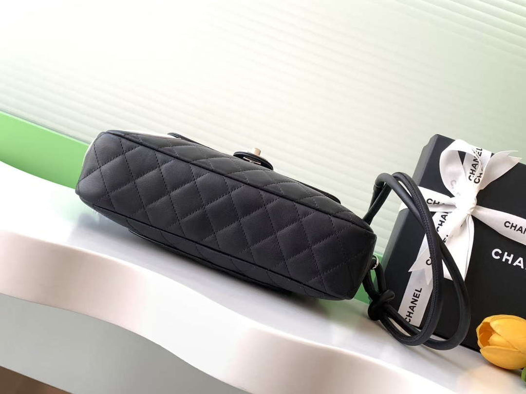 Chanel AS6326 Vintage Camera Case Bag Lambskin Black with White CC