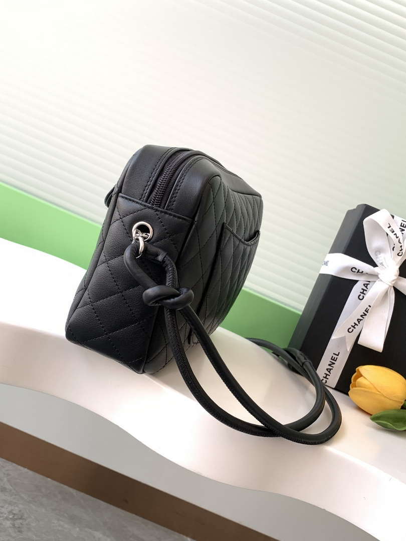 Chanel AS6326 Vintage Camera Case Bag Lambskin Black With black CC - Default Title - View 2