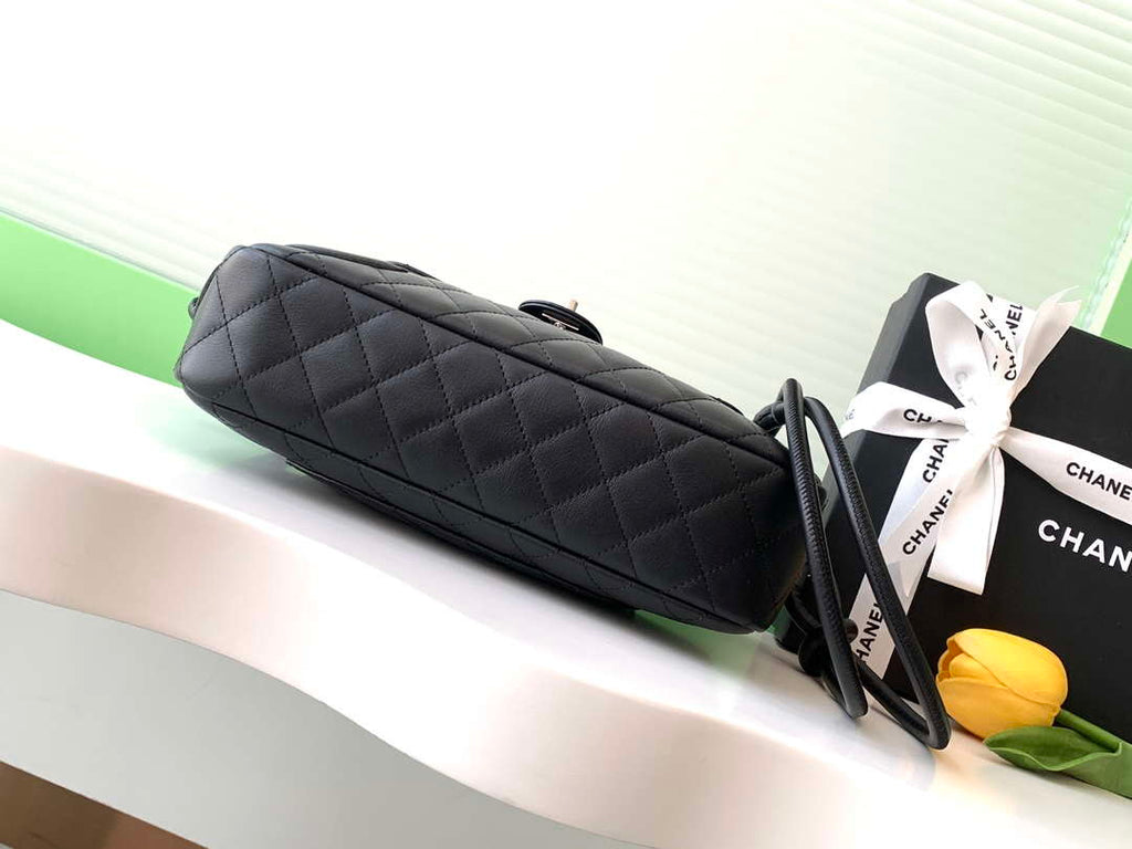 Chanel AS6326 Vintage Camera Case Bag Lambskin Black With black CC