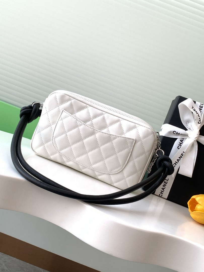 Chanel AS6326 Vintage Camera Case Bag Lambskin White and Black