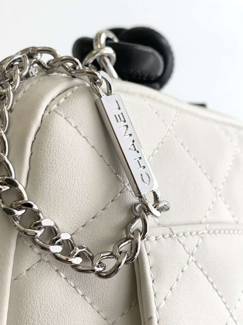 Chanel AS6326 Vintage Camera Case Bag Lambskin White and Black