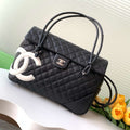 Chanel AS6338 Airport Bag 25P Shopping Bag Black with White CC - Default Title - View 1