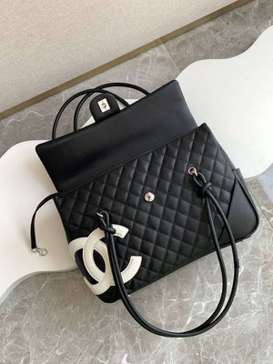 Chanel AS6338 Airport Bag 25P Shopping Bag Black with White CC - Default Title - View 6