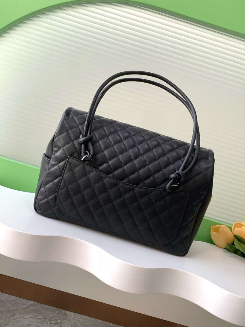 Chanel AS6338 Airport Bag 25P Shopping Bag Black With Black CC