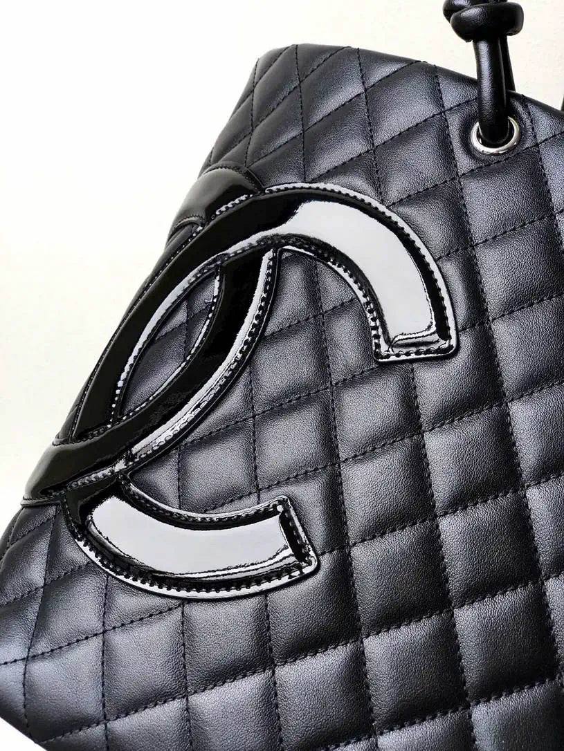 Chanel AS6338 Cambon Quilted Leather Shopping Bag Black