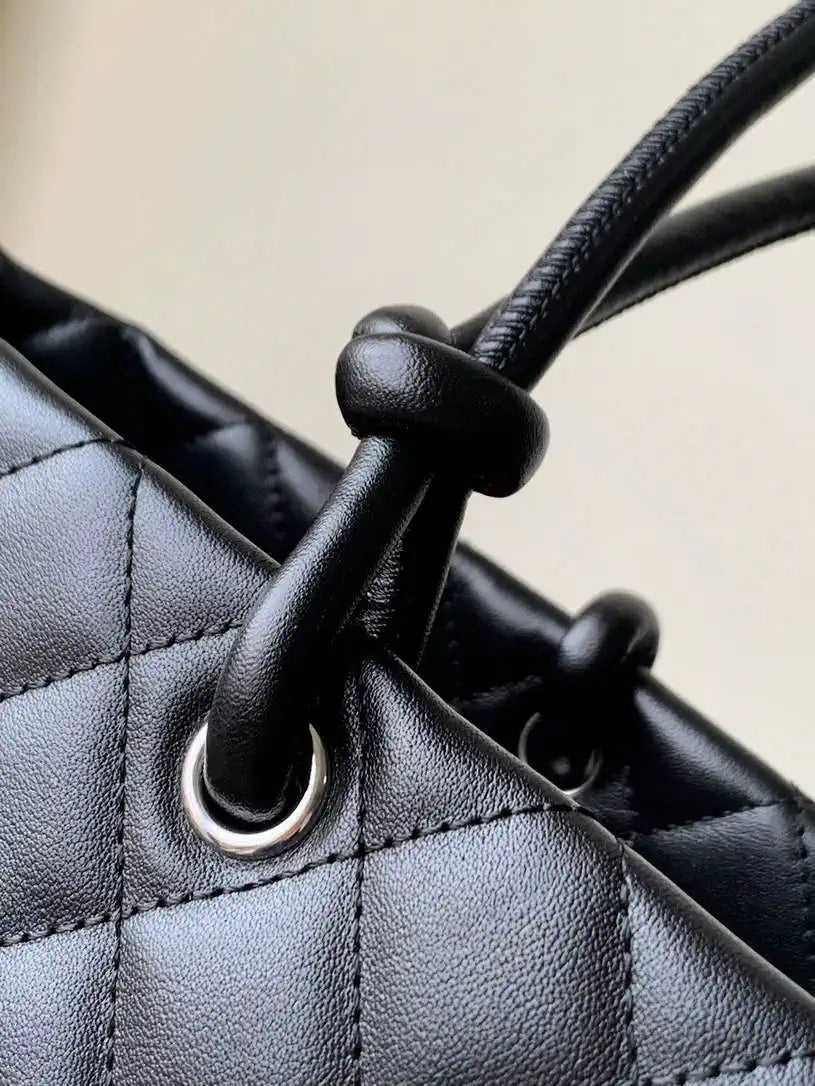 Chanel AS6338 Cambon Quilted Leather Shopping Bag Black
