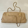 Chanel AS6406 Baguette Suede Gold-Tone Metal Camel