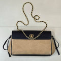 Chanel AS6428 Shopping Bag Shopping Bag Suede Calfskin Dark Beige & Black