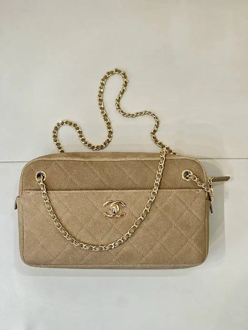 Chanel AS6443  Suede Gold-Tone Metal Camel