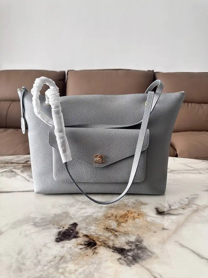 Chanel AS6483 Cabas calfskin Gold-Tone Metal Ligth Blue