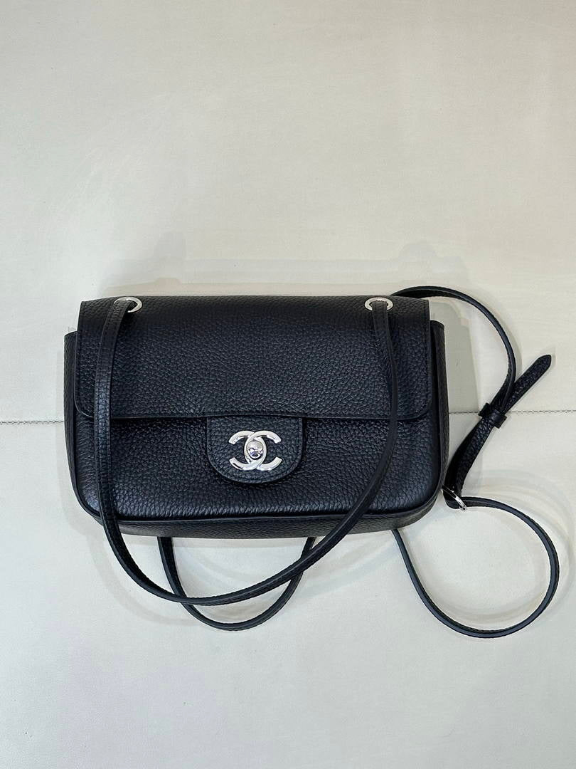 Chanel  AS6573 Mini Flap Bag Grained Calfskin & Gold-Tone Metal  Black
