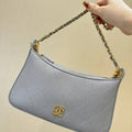 Chanel AS6614 Hobo Small Shoulder Bag Gray Blue