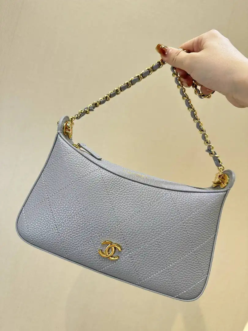 Chanel AS6614 Hobo Small Shoulder Bag Gray Blue
