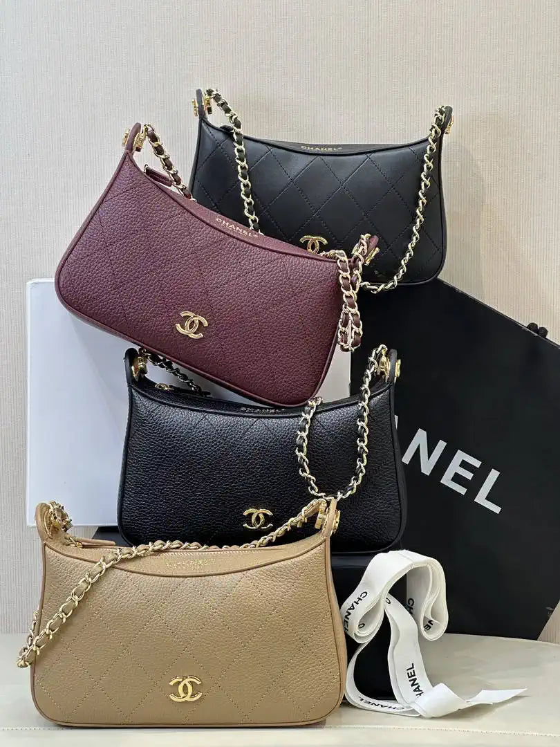 Chanel AS6614 Hobo Small Shoulder Bag Wine Red