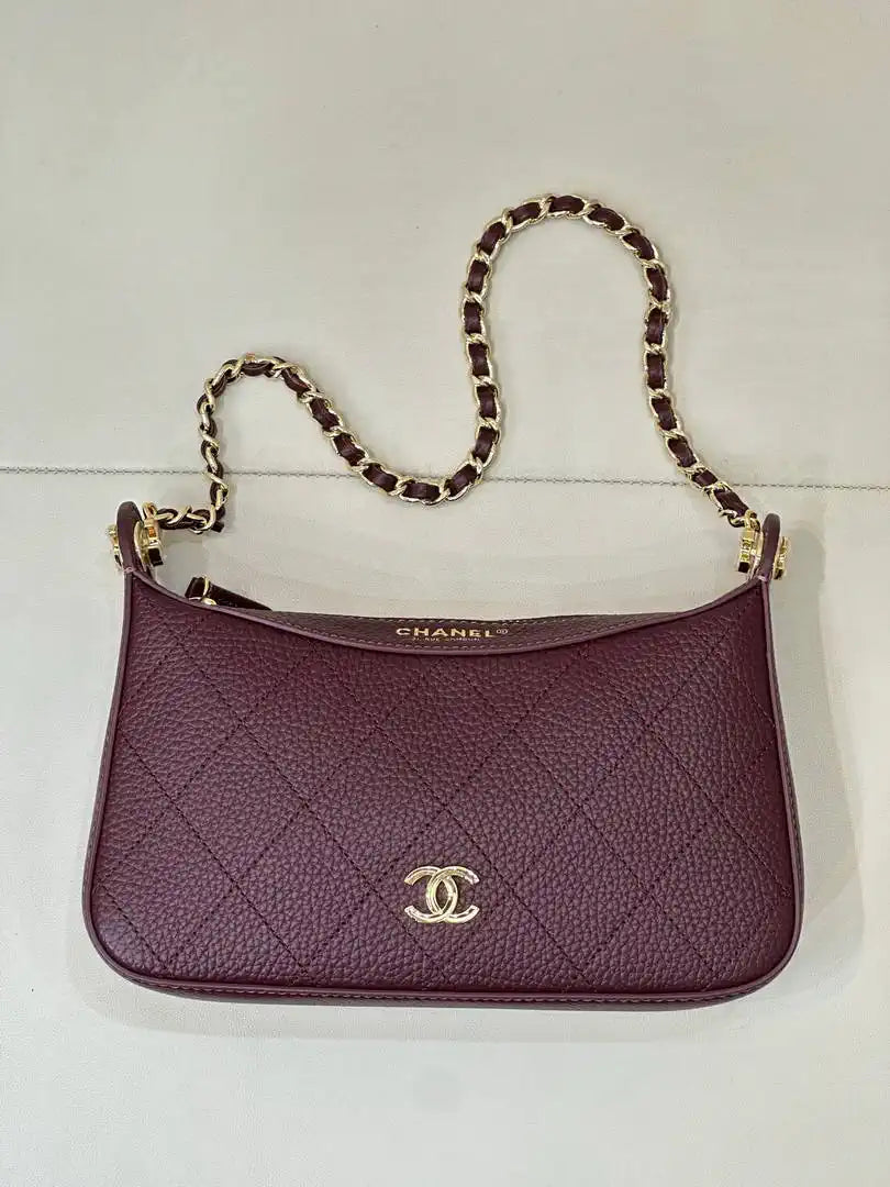 Chanel AS6614 Hobo Small Shoulder Bag Wine Red