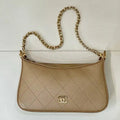 Chanel AS6614 Hobo Small Shoulder Bag Calfskin Apricot