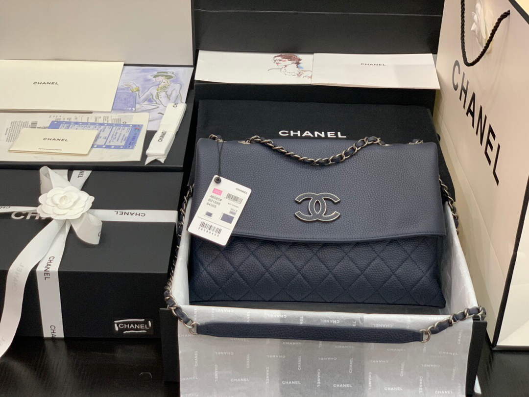 Chanel AS8095 Chanel Flap bag Calfskin Navy blue - Default Title - View 1