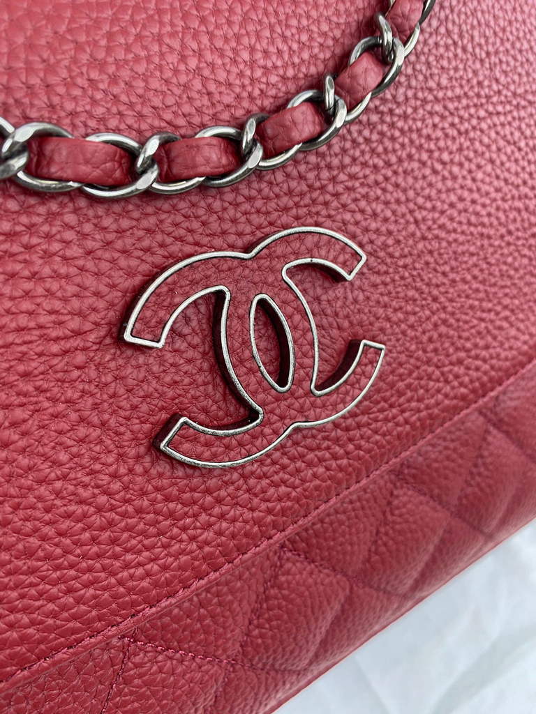 Chanel AS8095 Chanel Flap bag Calfskin Wine Red