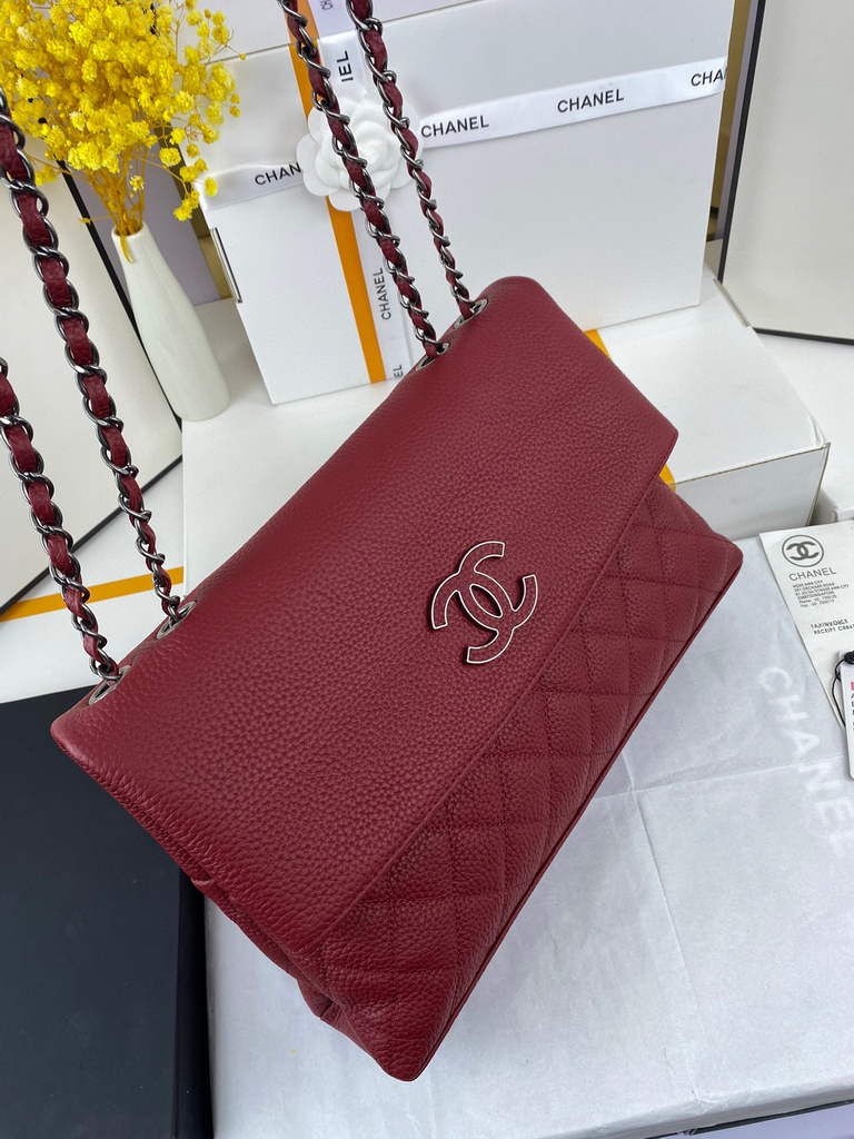 Chanel AS8095 Chanel Flap bag Calfskin Wine Red