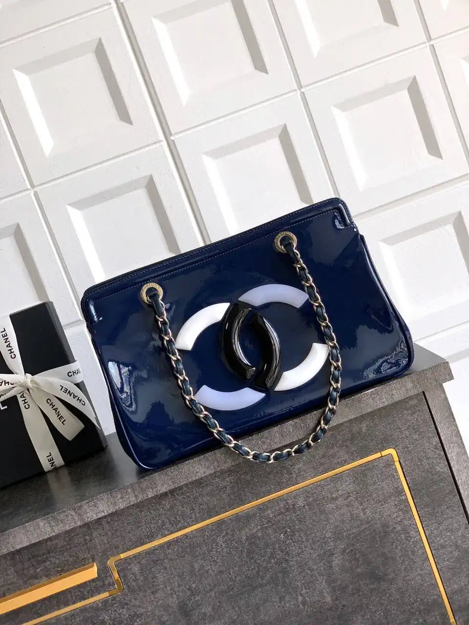 Chanel AS8806 Lipstick Tote Bag Blue