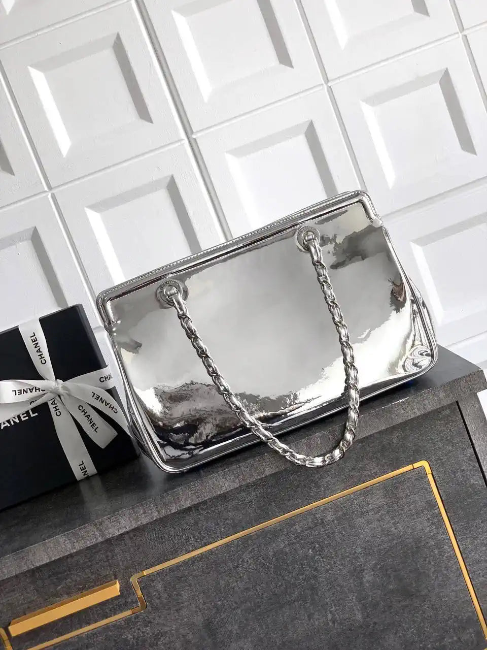 Chanel AS8806 Lipstick Tote Bag Silver