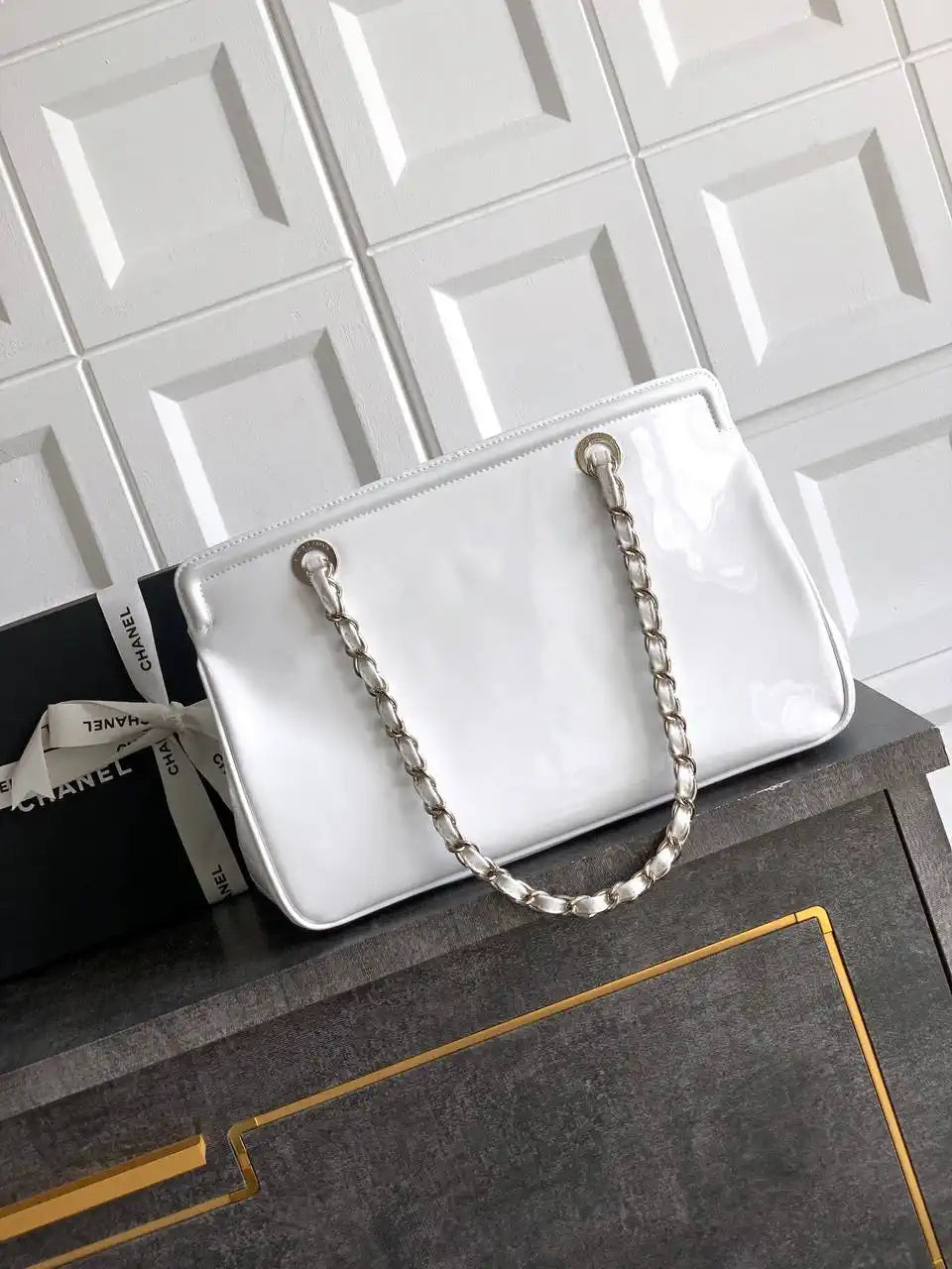 Chanel AS8806 Lipstick Tote Bag White