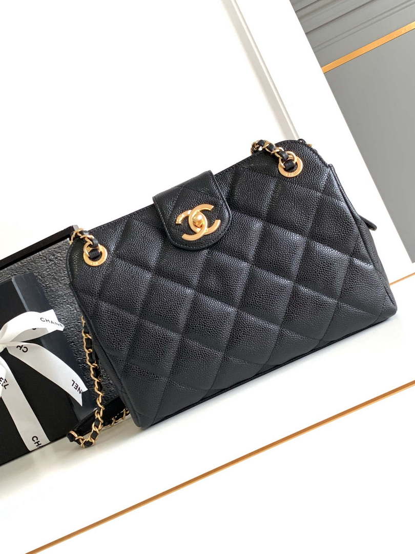 Chanel AS8890 24A MAXI Mini Shopping Bag Black Calfskin