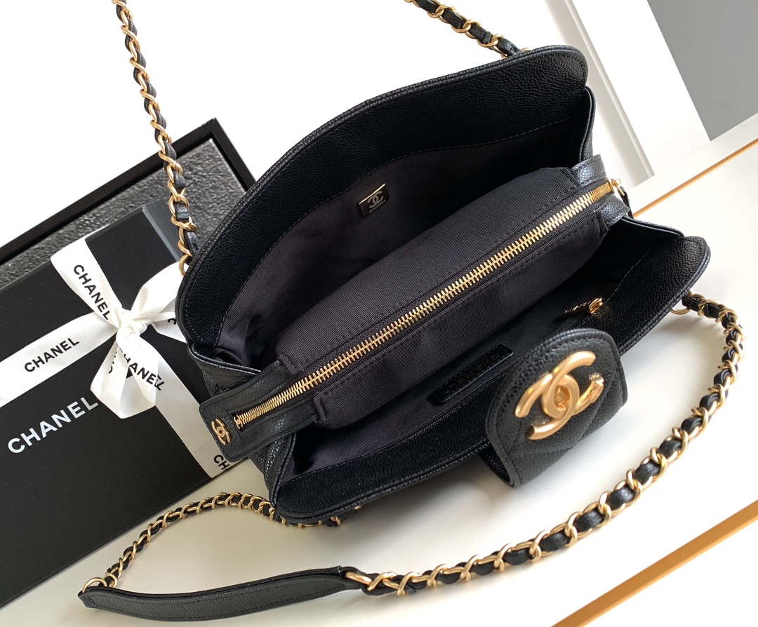 Chanel AS8890 24A MAXI Mini Shopping Bag Black Calfskin
