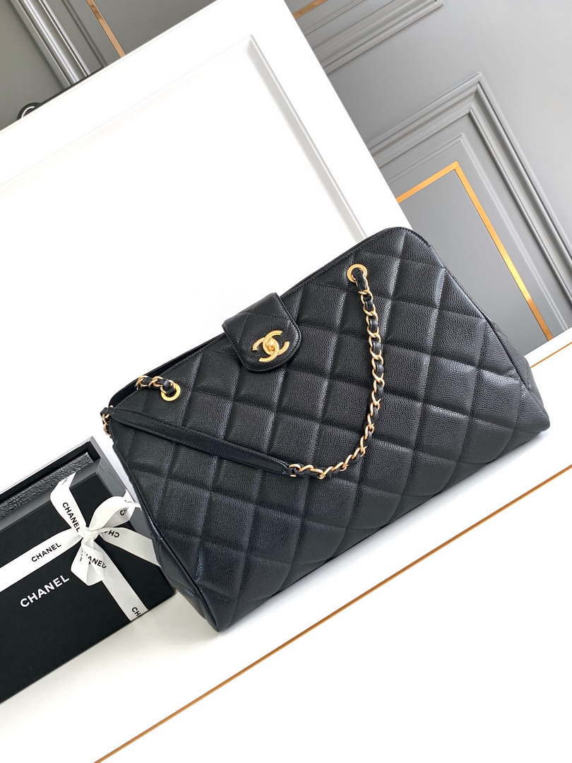 Chanel AS8890 24A MAX Shopping Bag Black Calfskin