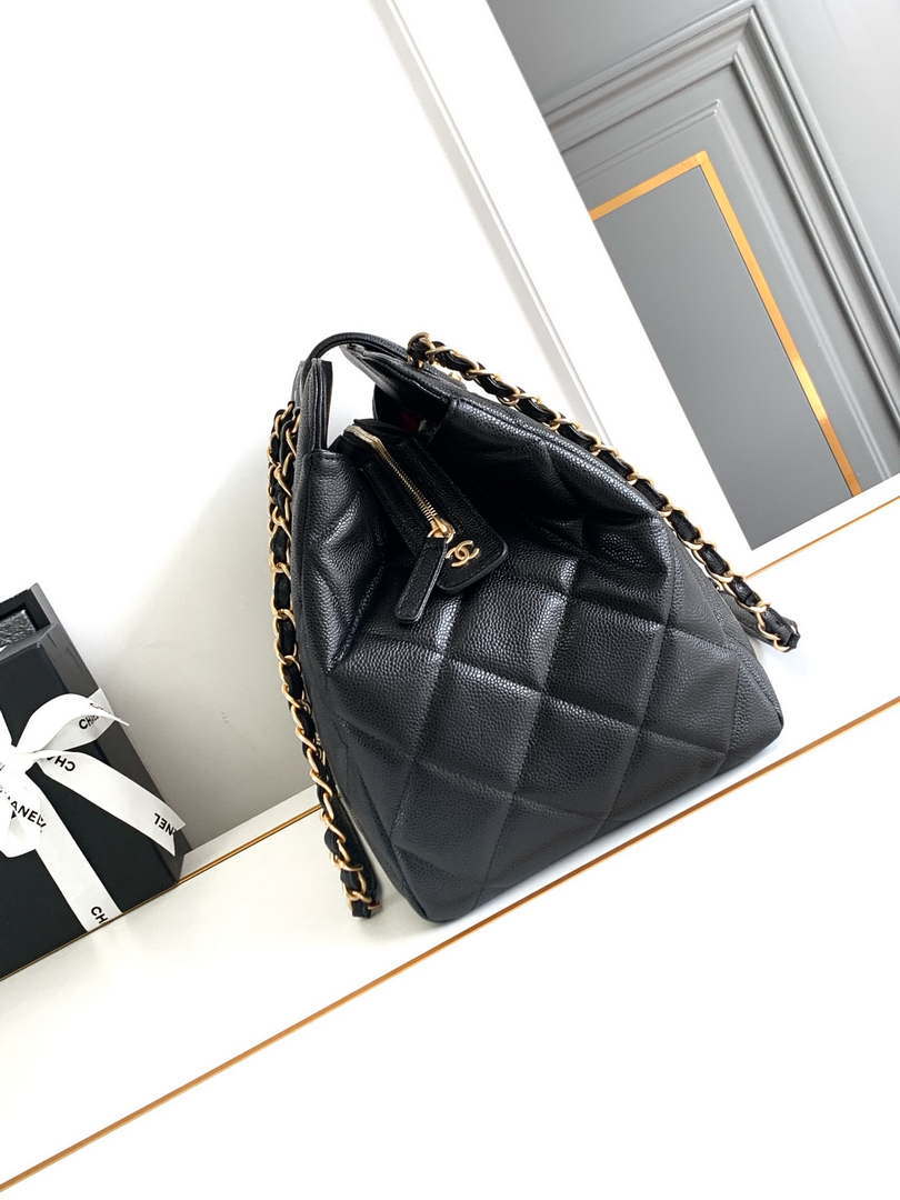 Chanel AS8890 24A MAX Shopping Bag Black Calfskin