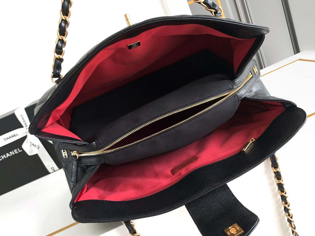 Chanel AS8890 24A MAX Shopping Bag Black Calfskin