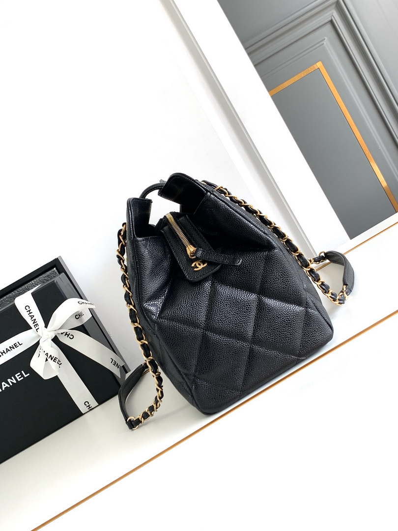 Chanel AS8890 24A MAX Shopping Bag Black Calfskin