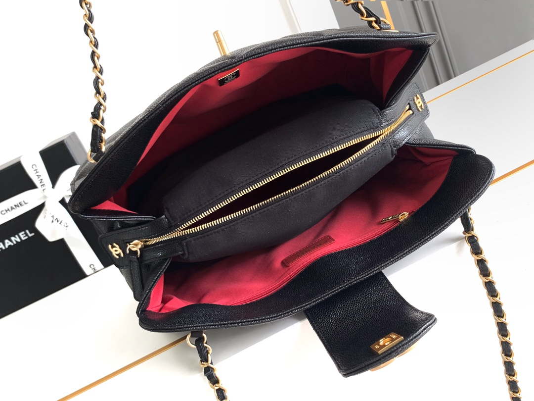 Chanel AS8890 24A MAX Shopping Bag Black Calfskin