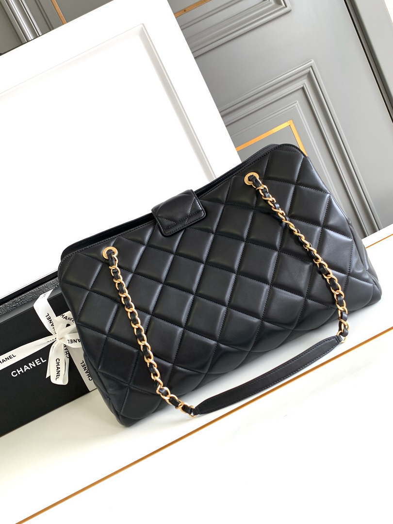 Chanel AS8890 Lambskin 24A MAX Shopping Bag Black