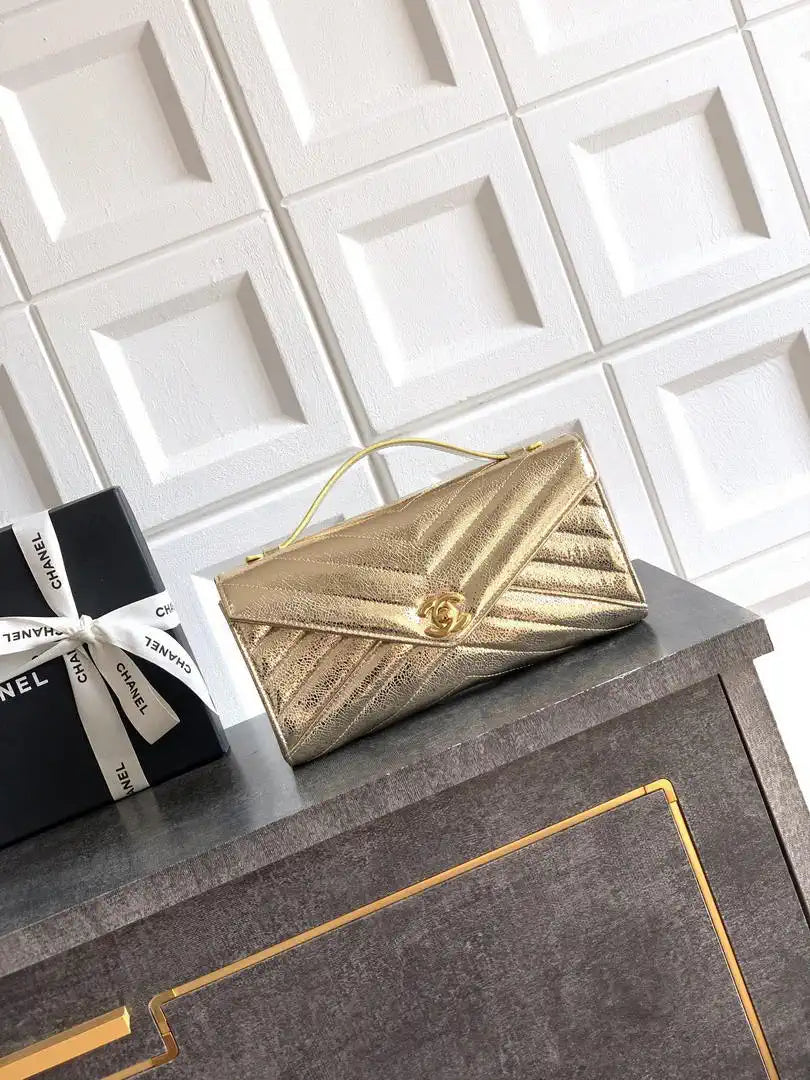 Chanel AS9100 26X Series Clutch Bag Gold AS6646