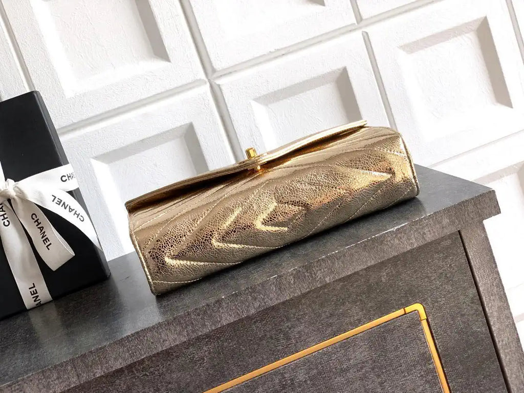 Chanel AS9100 26X Series Clutch Bag Gold AS6646