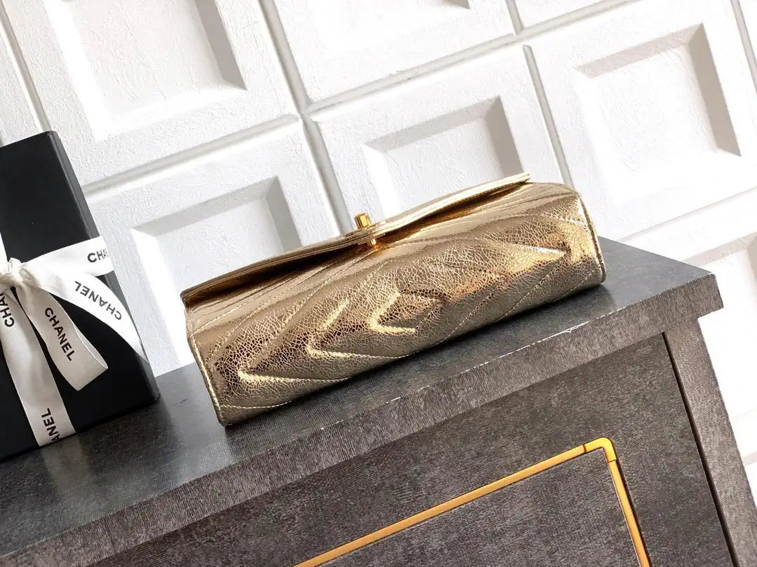 Chanel AS9100 26X Series Clutch Bag Gold AS6646