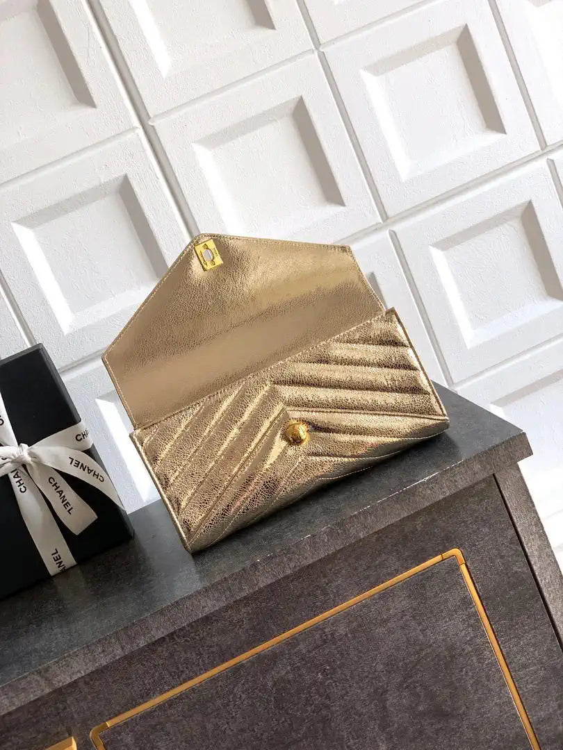 Chanel AS9100 26X Series Clutch Bag Gold AS6646