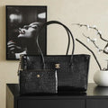 Chanel AS9106 26 SS Runway Collection Shopping Bag Crocodile-embossed Calfskin Black