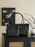 Chanel AS9106 26 SS Runway Collection Shopping Bag Crocodile-embossed Calfskin Black