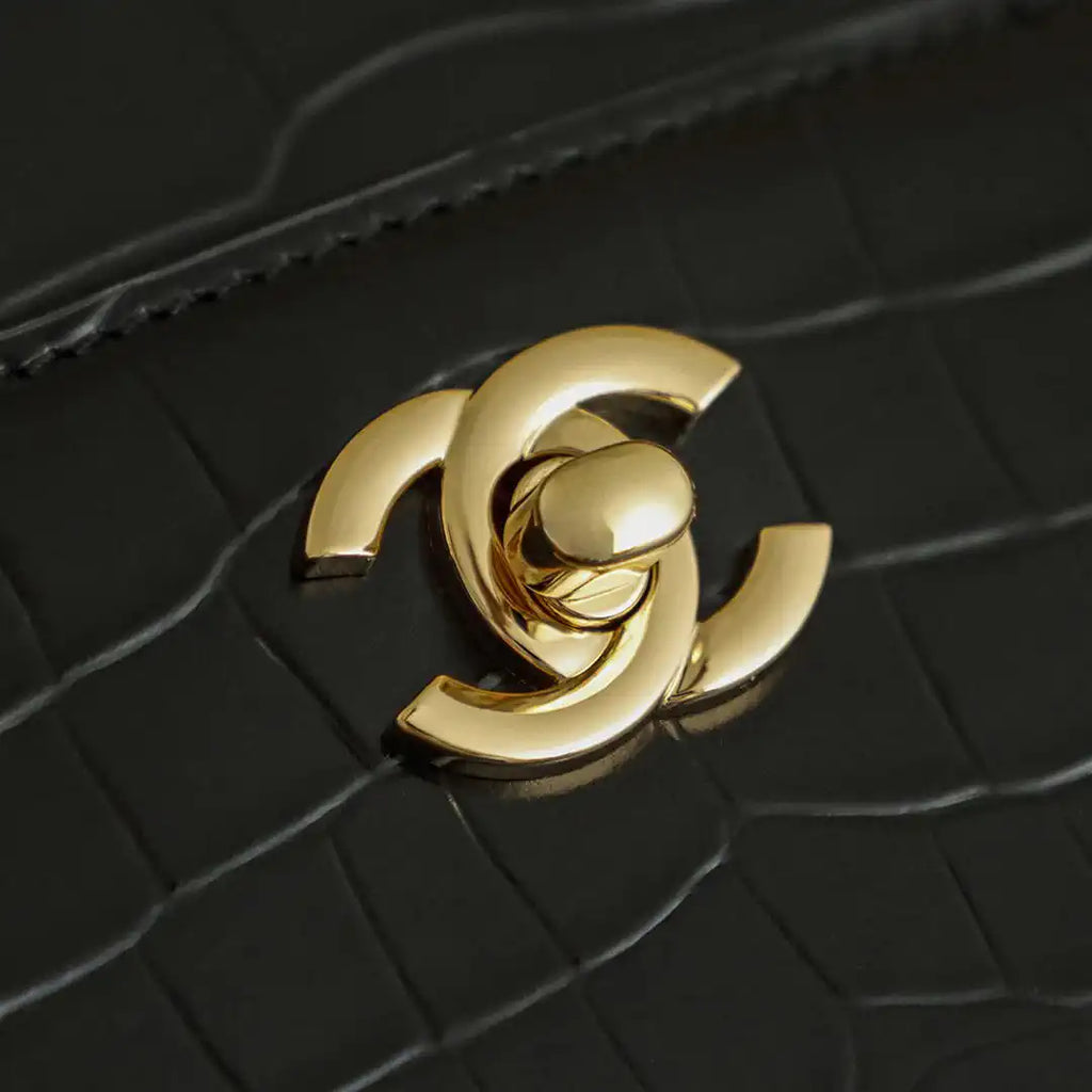 Chanel AS9106 26 SS Runway Collection Shopping Bag Crocodile-embossed Calfskin Black