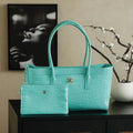 Chanel AS9106 26 SS Runway Collection Shopping Bag Crocodile-embossed Calfskin Blue