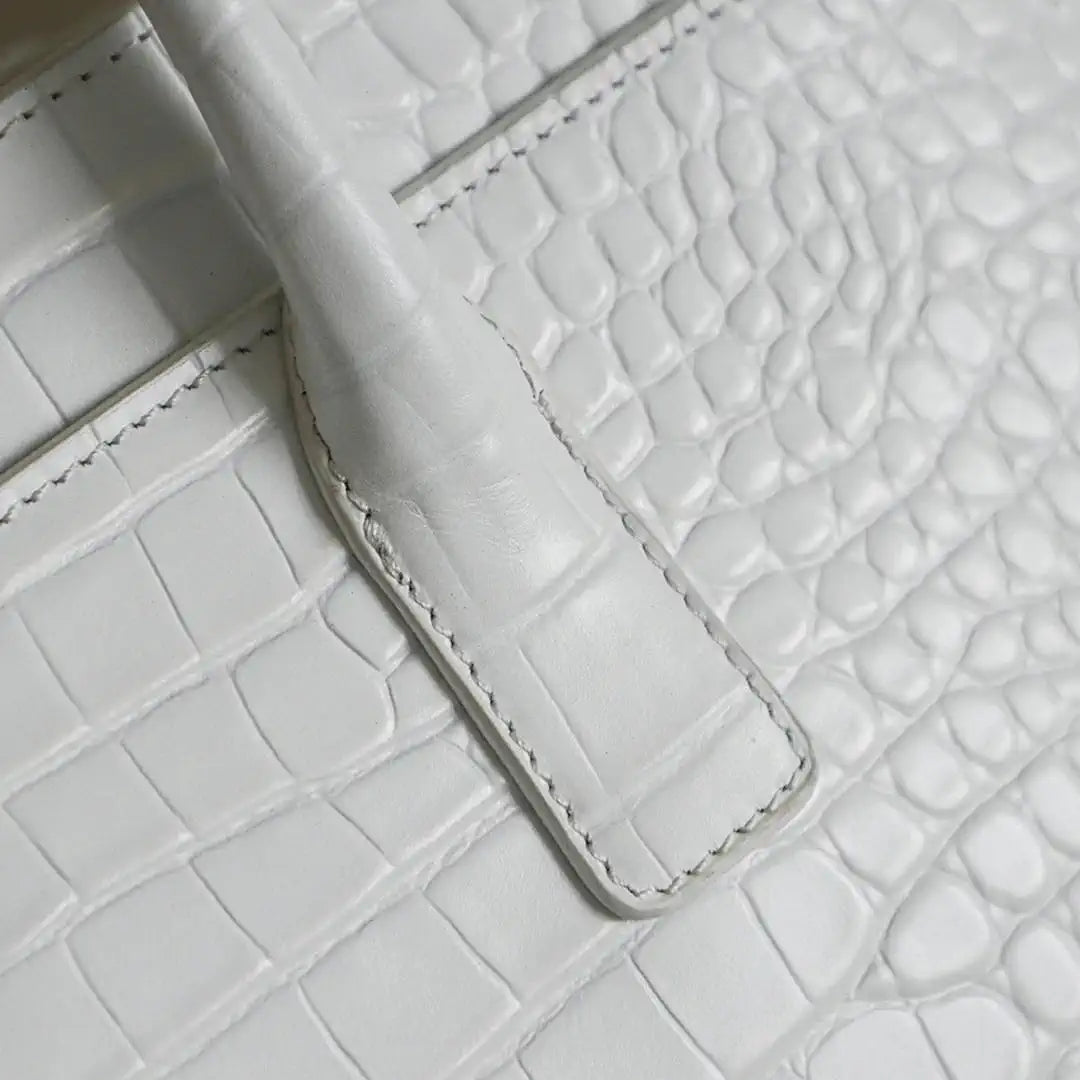 Chanel AS9106 26 SS Runway Collection Shopping Bag Crocodile-embossed Calfskin White
