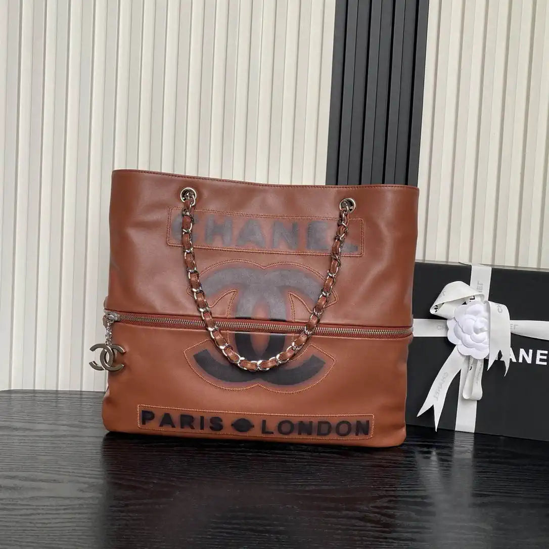 Chanel AS9901 Vintage Shopping Bag Calfskin Brown