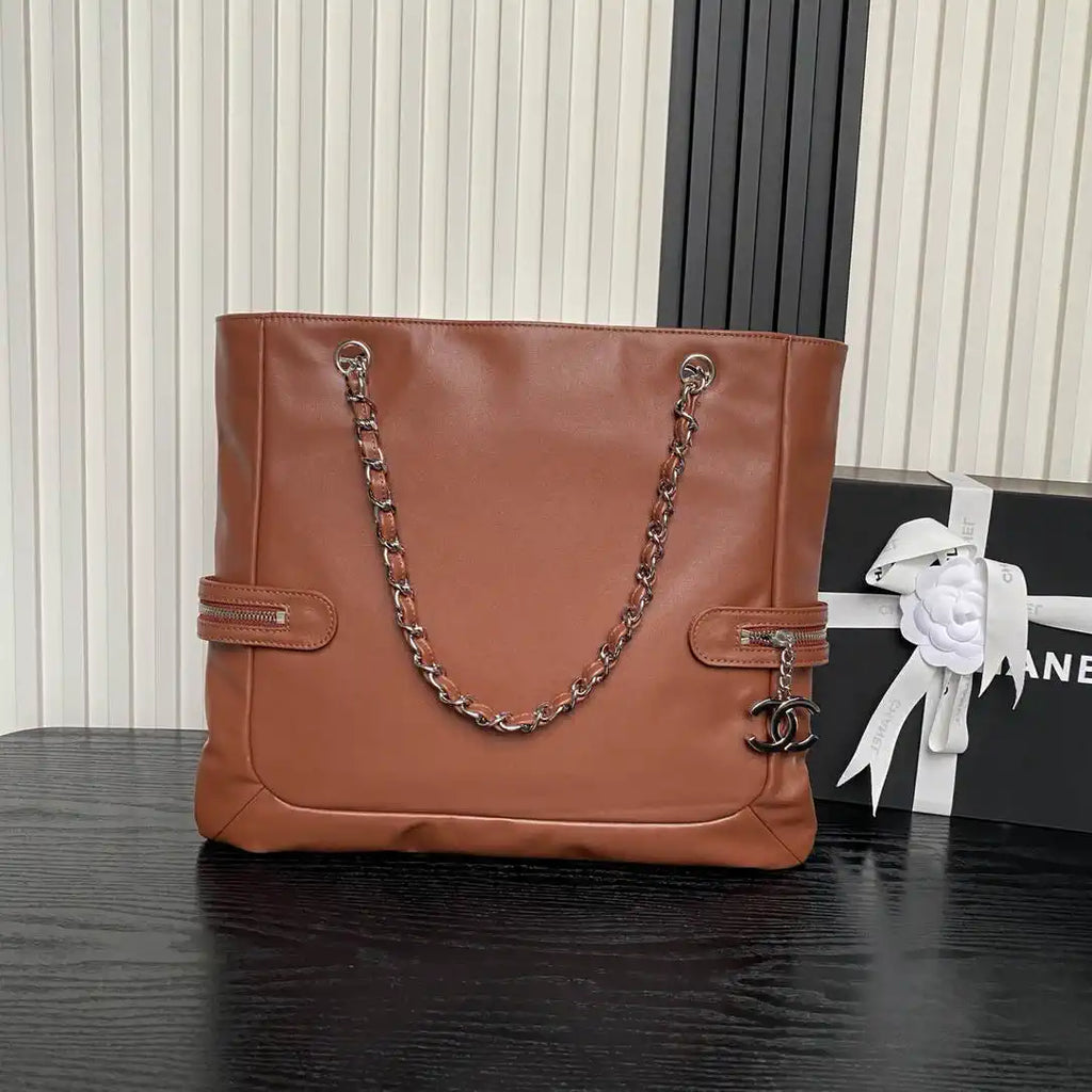 Chanel AS9901 Vintage Shopping Bag Calfskin Brown